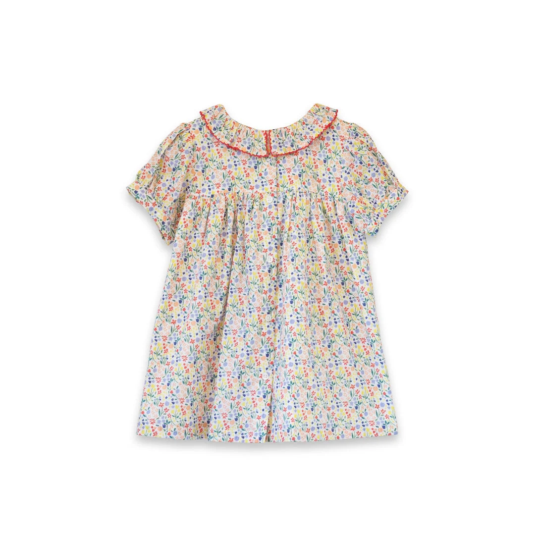 Yellow Petal Confetti Toddler Emily Dress with Lace trim - Image 3