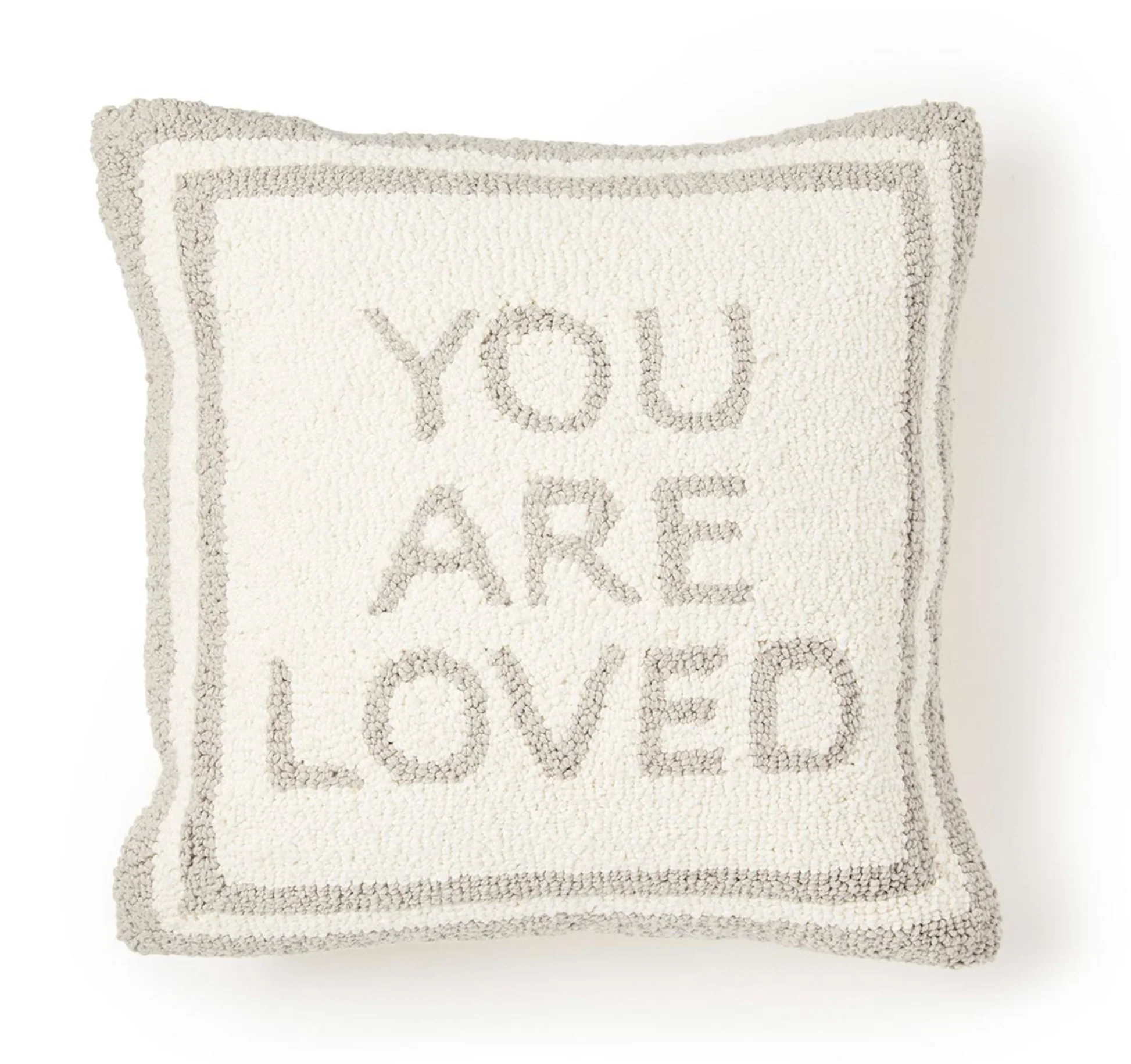 You Are Loved Gray Punch Embroidery Square Decorative Pillow